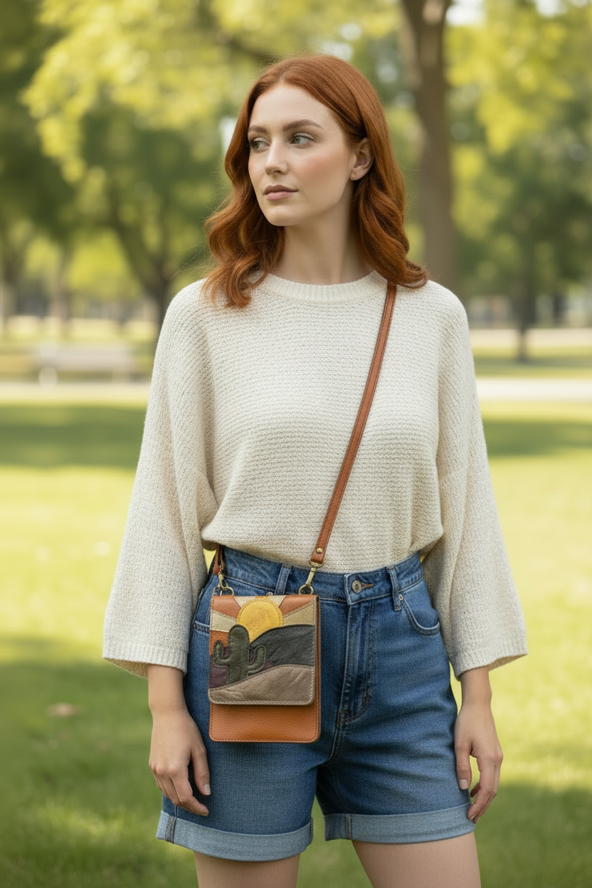 Sophia Leather Cellphone Bag Desert Patchwork