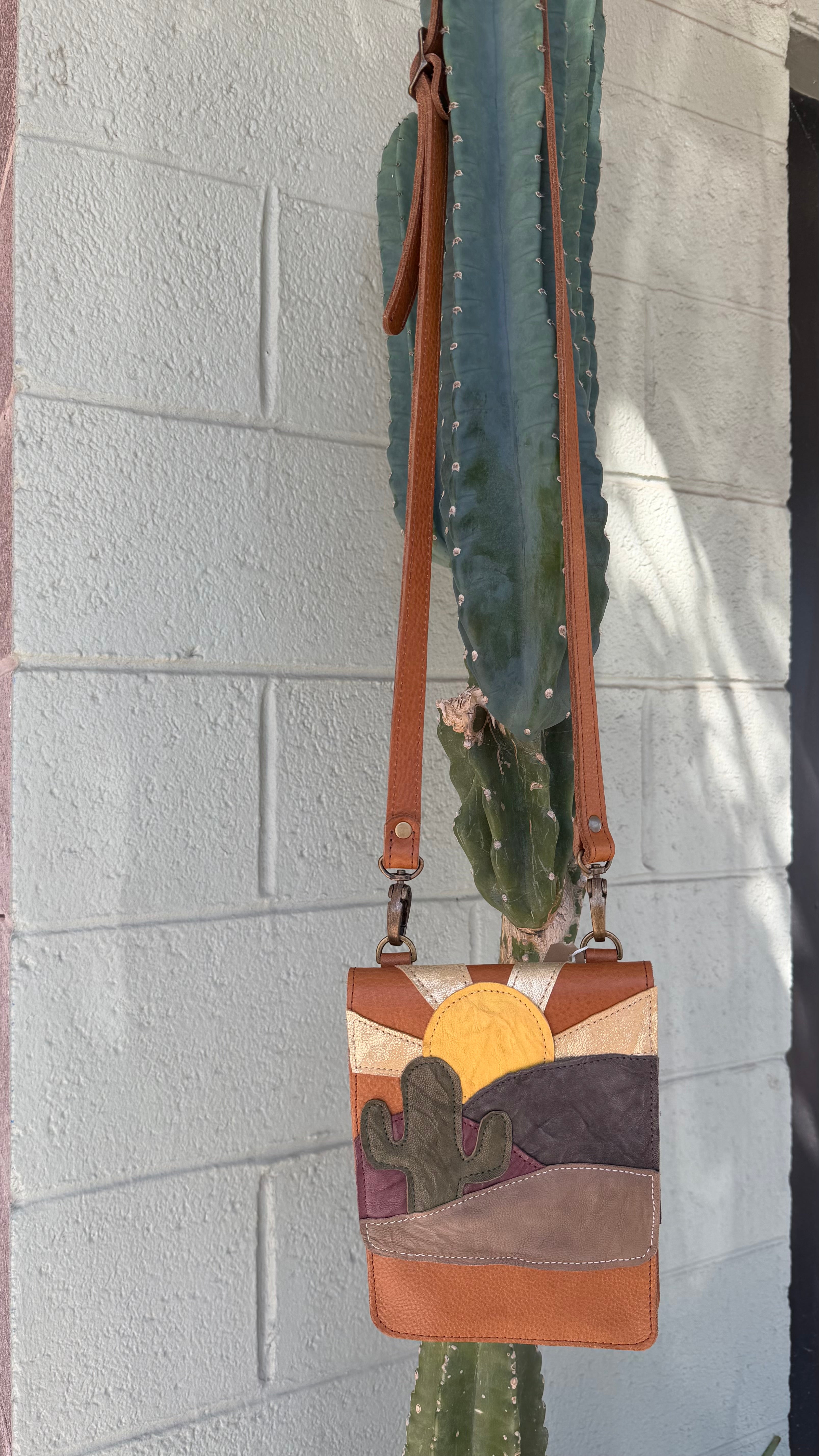 Sophia Leather Cellphone Bag Desert Patchwork