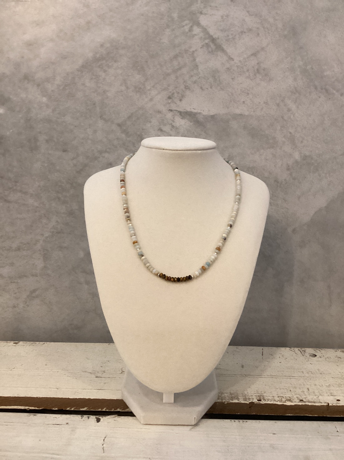 Beaded Crystal Necklace - Amazonite + Tigers Eye