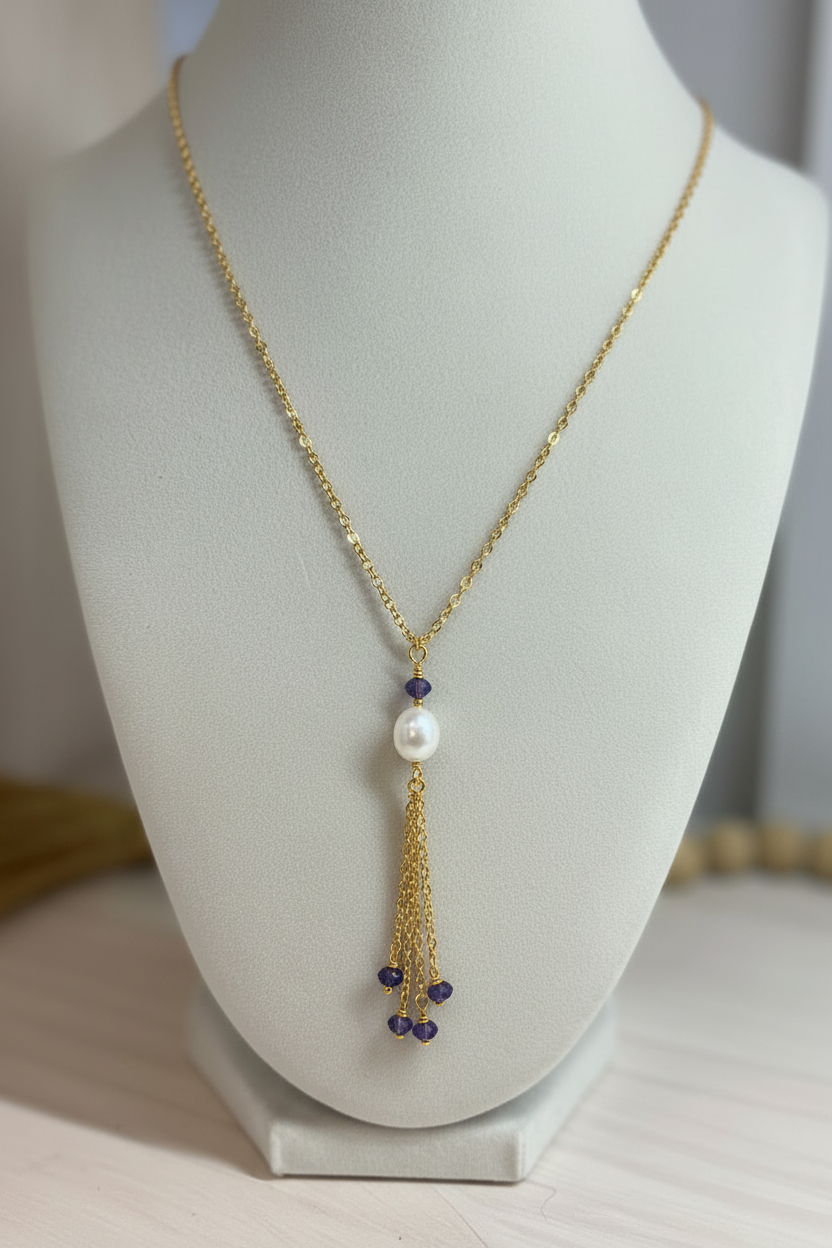 Jellyfish Necklace - Pearl & Iolite