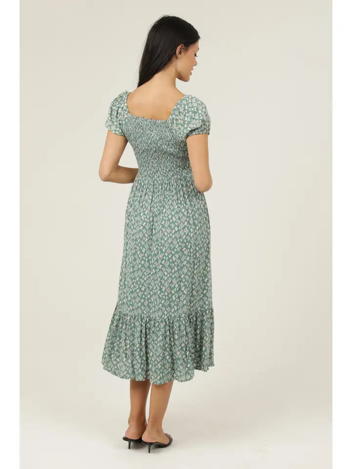 Cactus Short Sleeve Maxi Dress