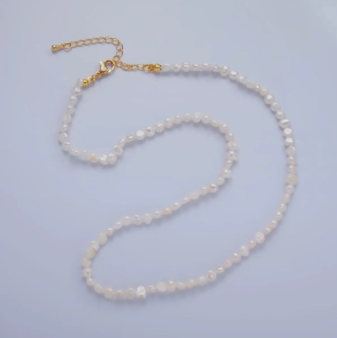 24K Gold Filled 5mm Mini Baroque Freshwater Pearl 16 inch Necklace