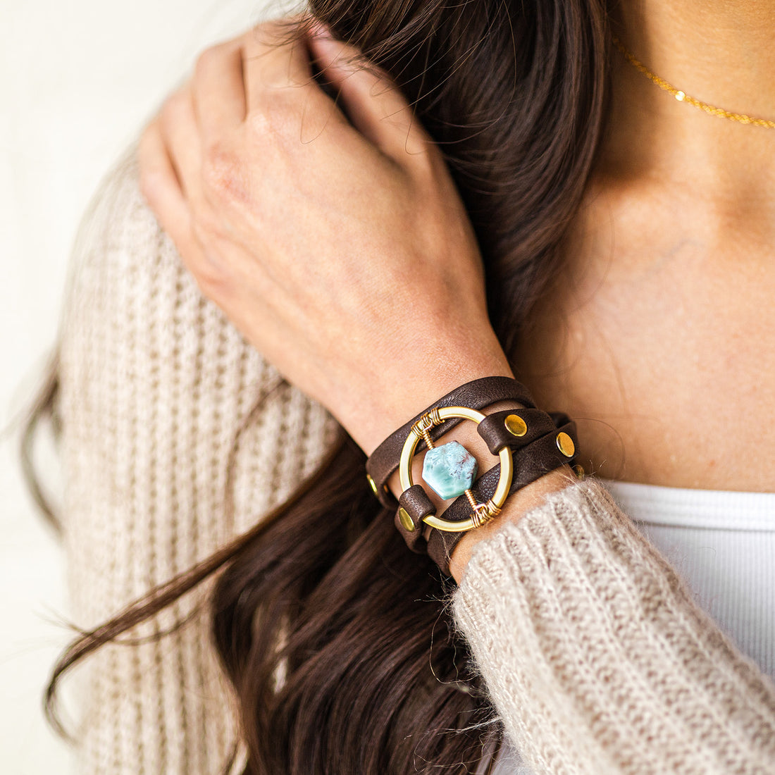 Be The Light Triple Wrap Leather Bracelet – Customizable