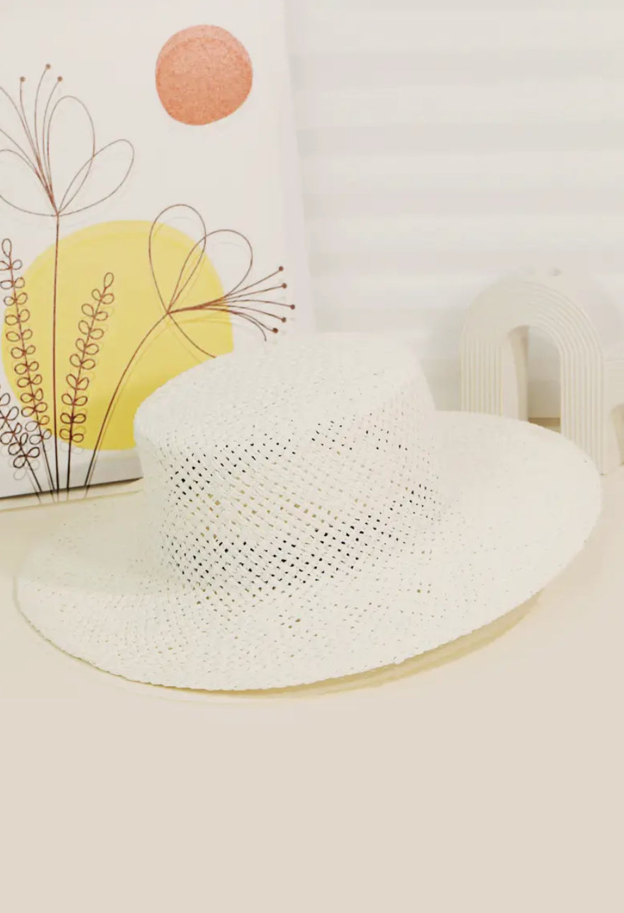 Straw Braided Flat Brim Sun Hat