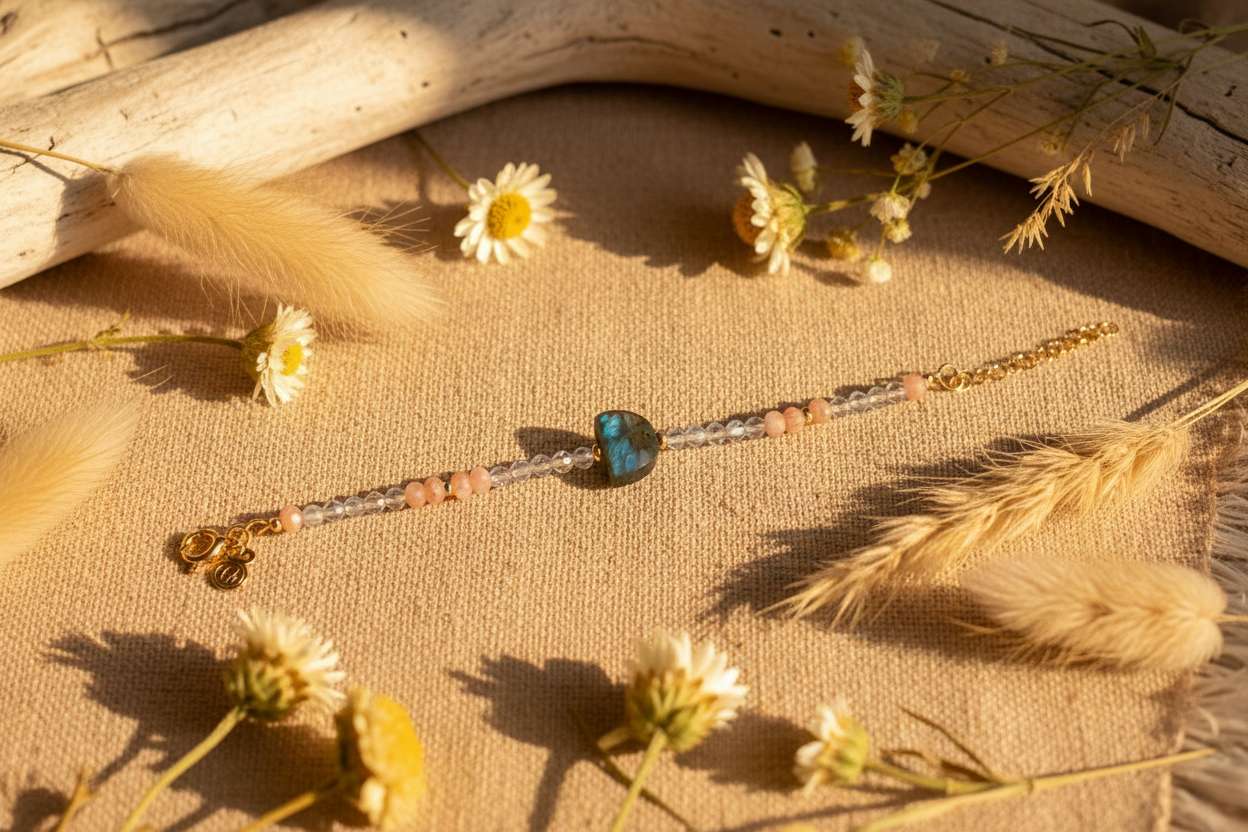 Crystal Bracelet - Labradorite and Sunstone