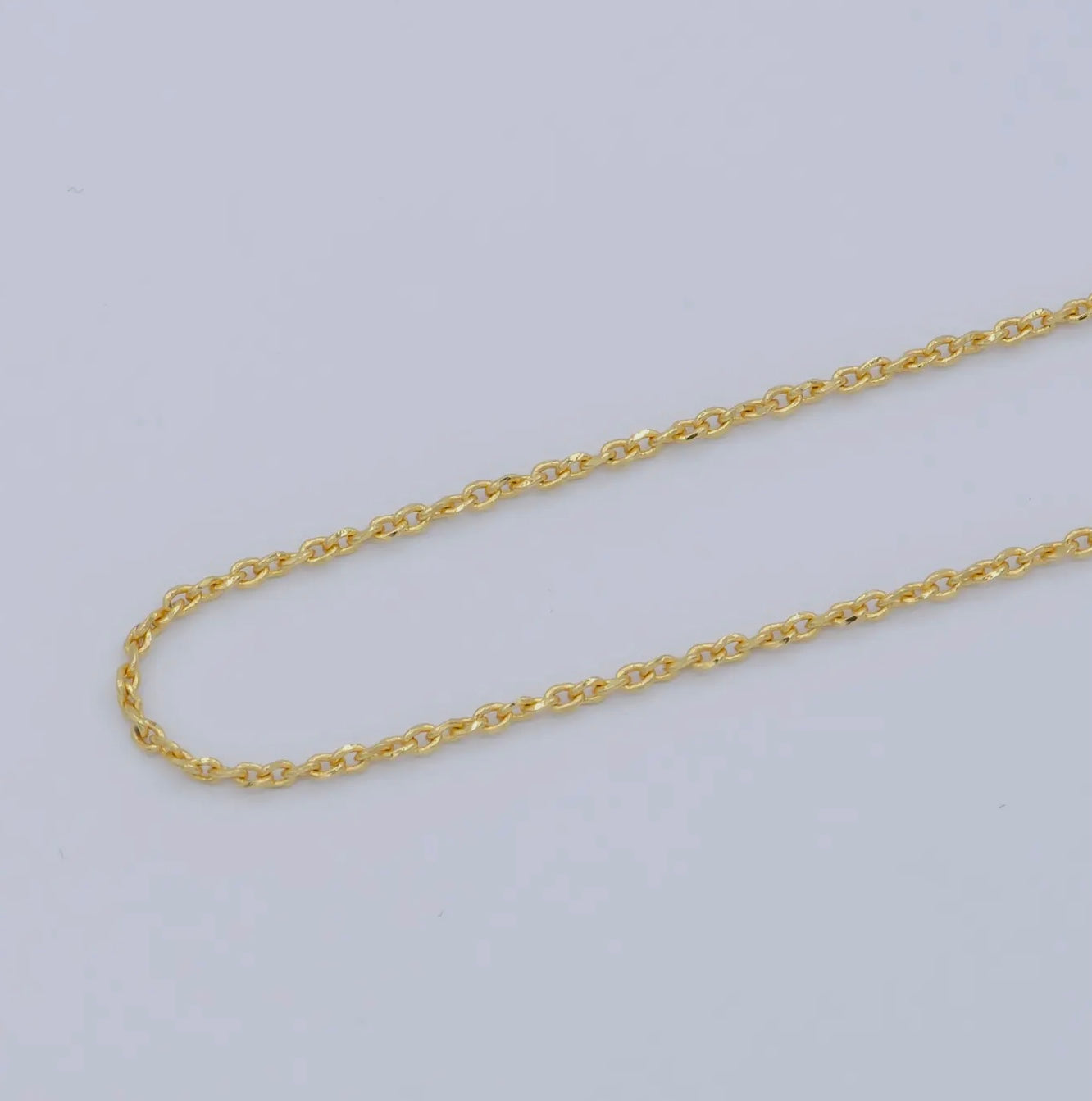 24K Gold Filled 1 mm Dainty Twisted Cable Link 18 inch Chain Necklace
