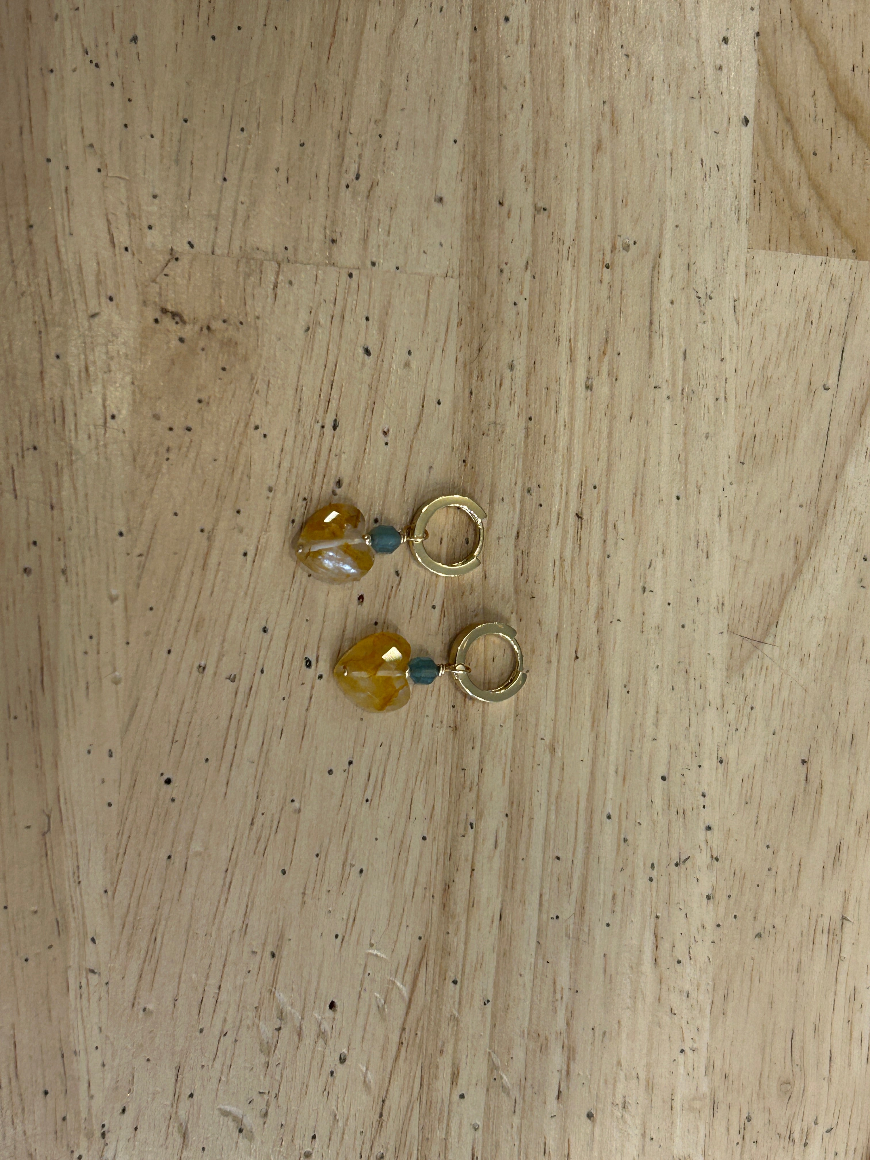 Citrine Heart Huggie Earrings