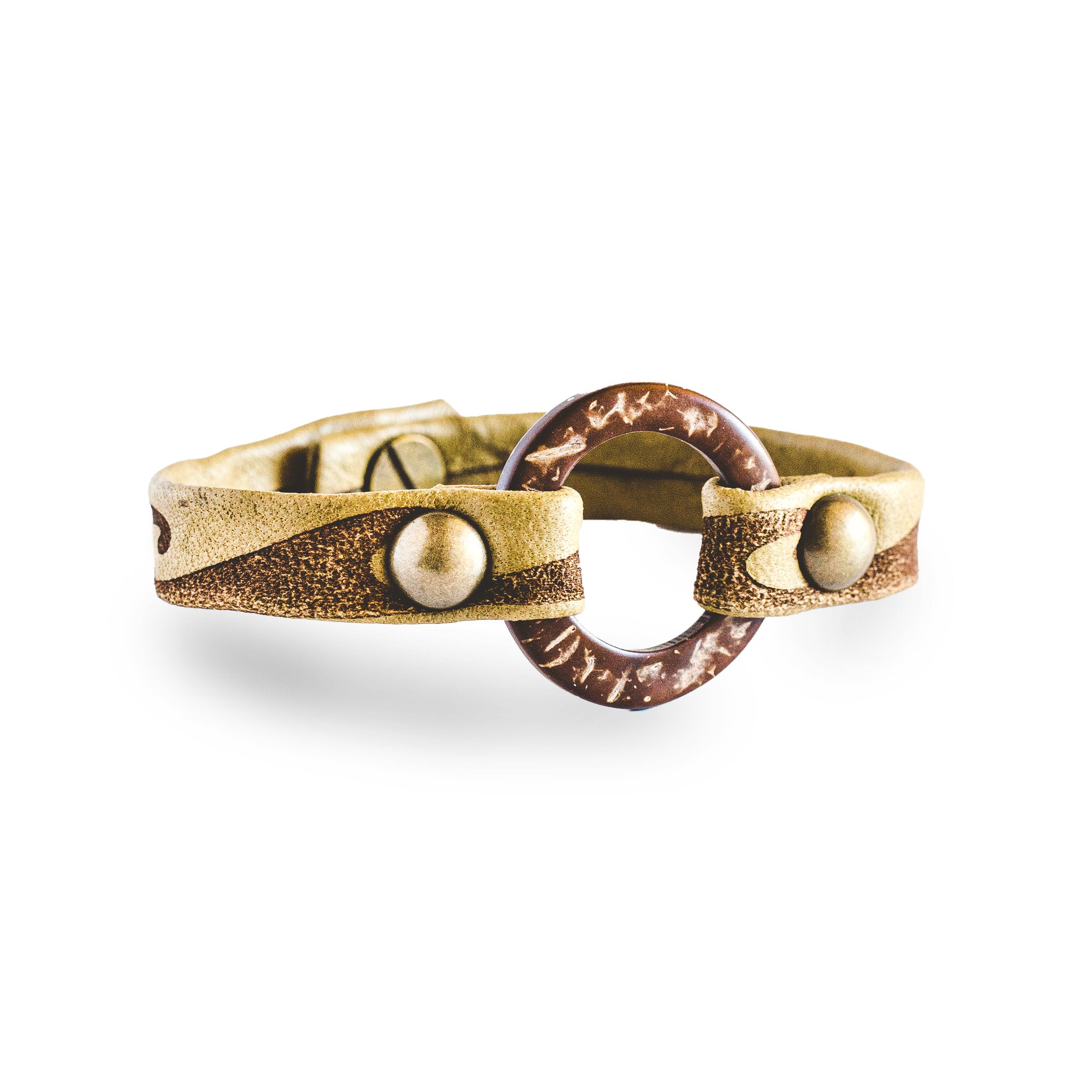 Hawaiian Wave Circle of Love Bracelet - Antique Brass