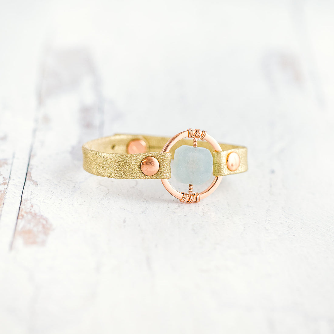 Be the Light Bracelet - Rose Gold - Aquamarine