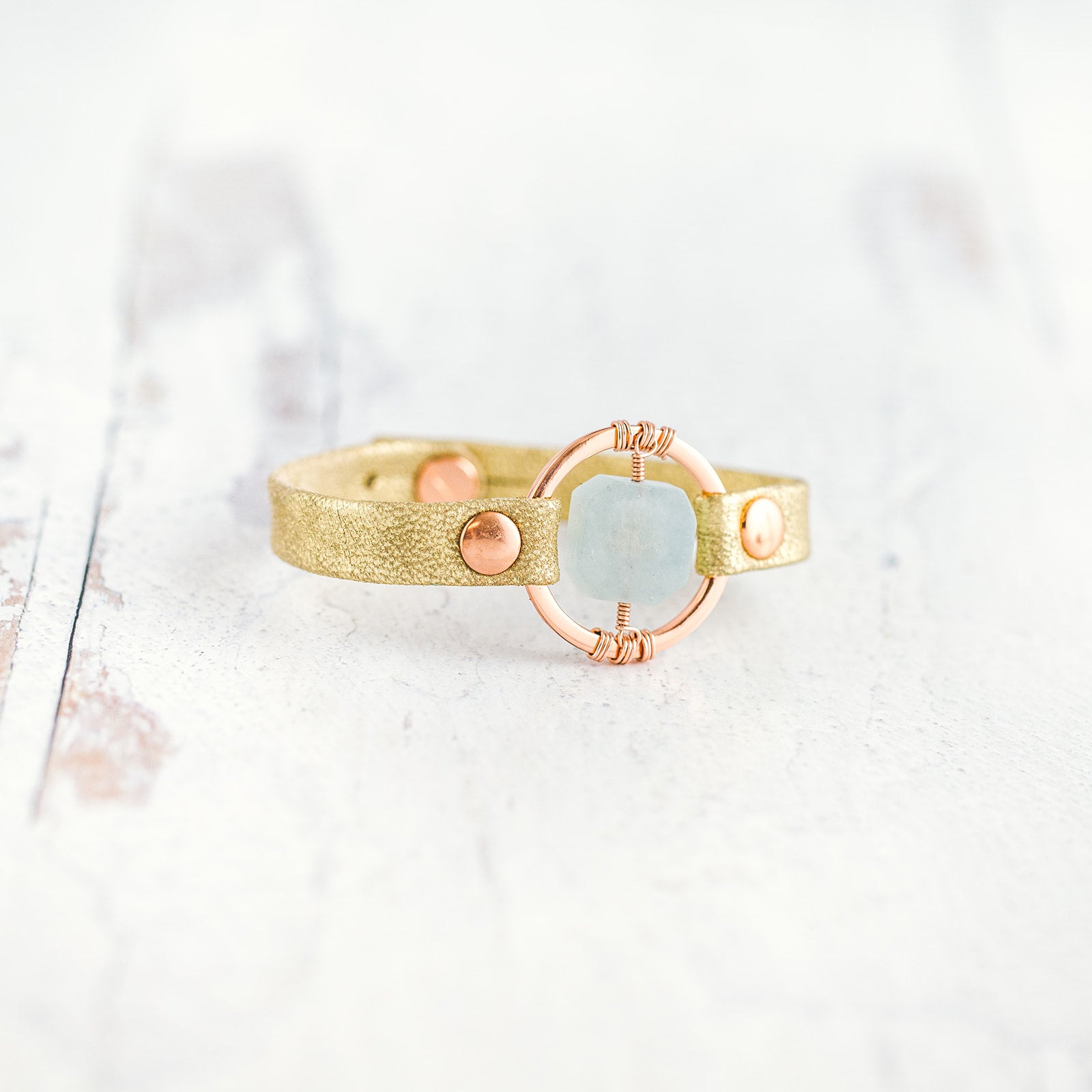 Be the Light Bracelet - Rose Gold - Aquamarine