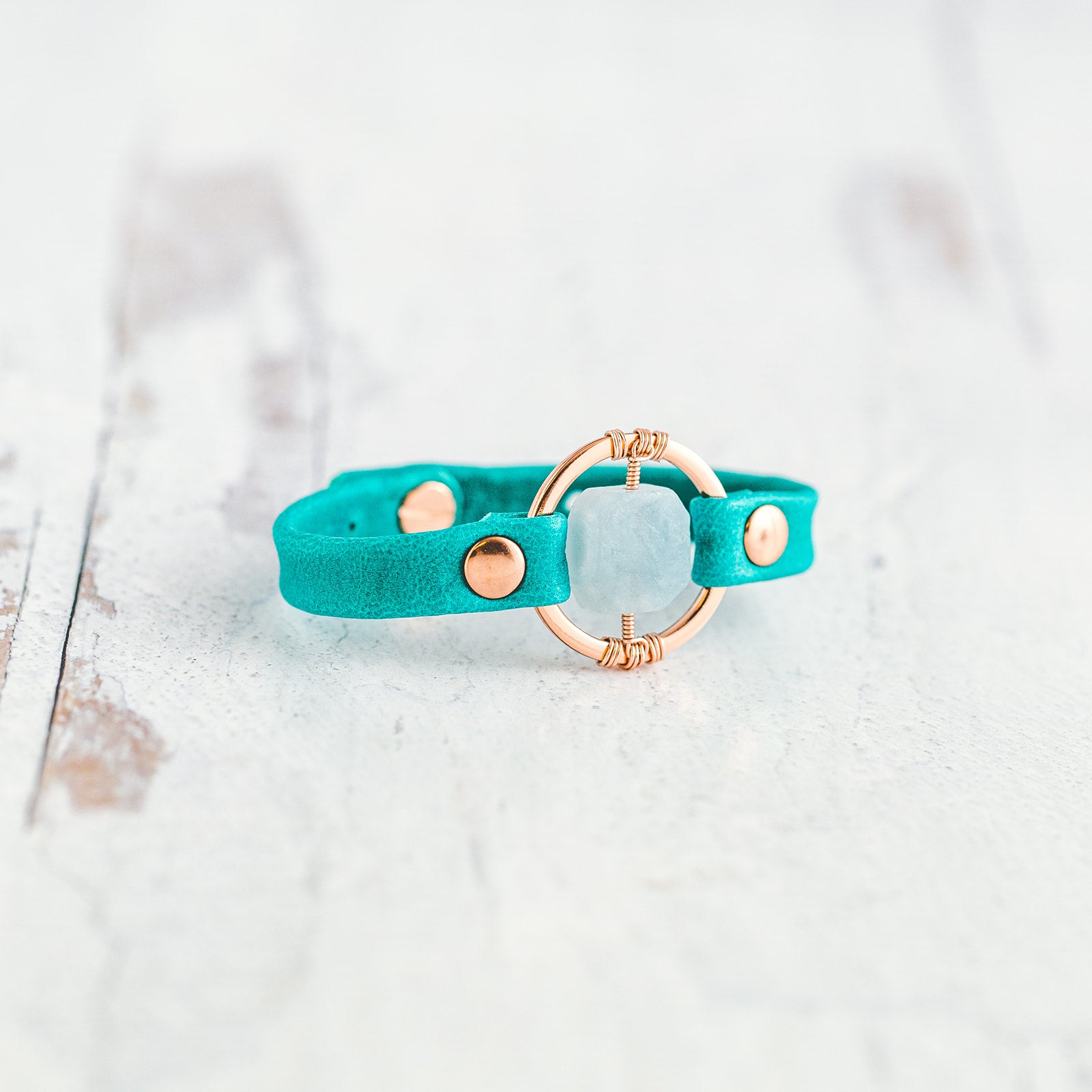 Be the Light Bracelet - Rose Gold - Aquamarine