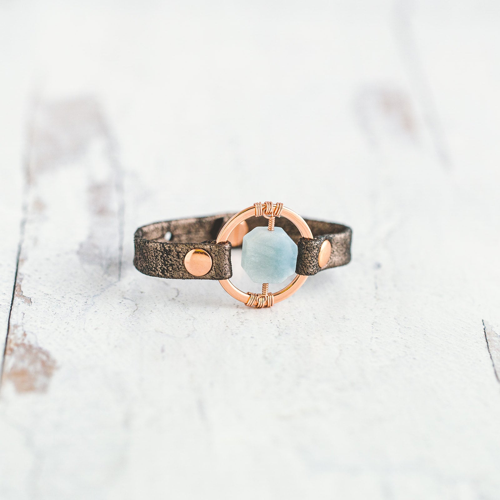 Be the Light Bracelet - Rose Gold - Aquamarine