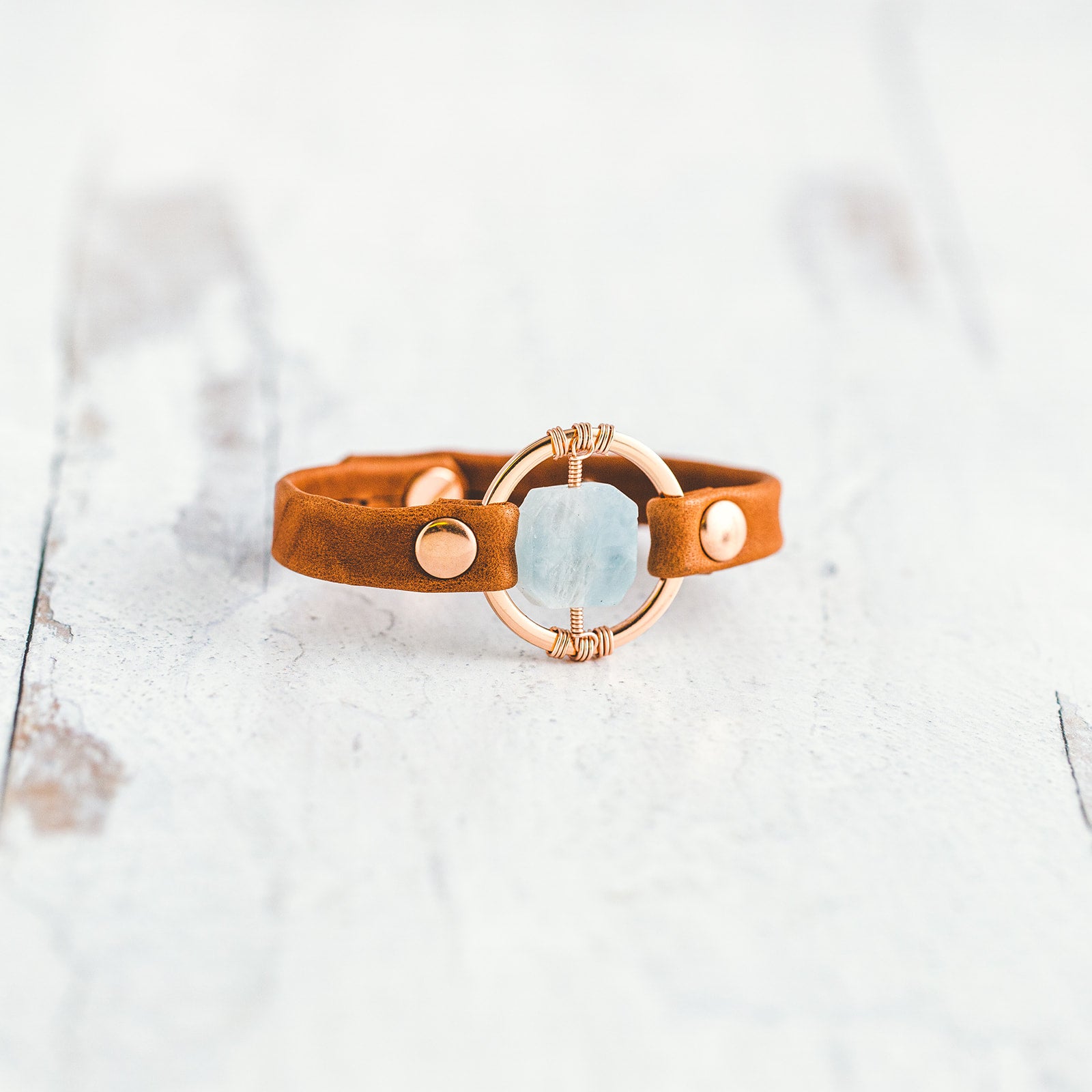 Be the Light Bracelet - Rose Gold - Aquamarine