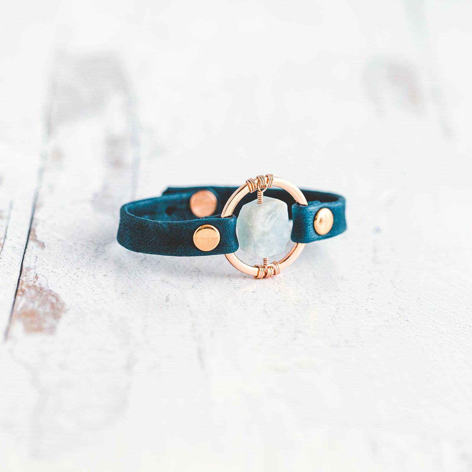 Be the Light Bracelet - Rose Gold - Aquamarine