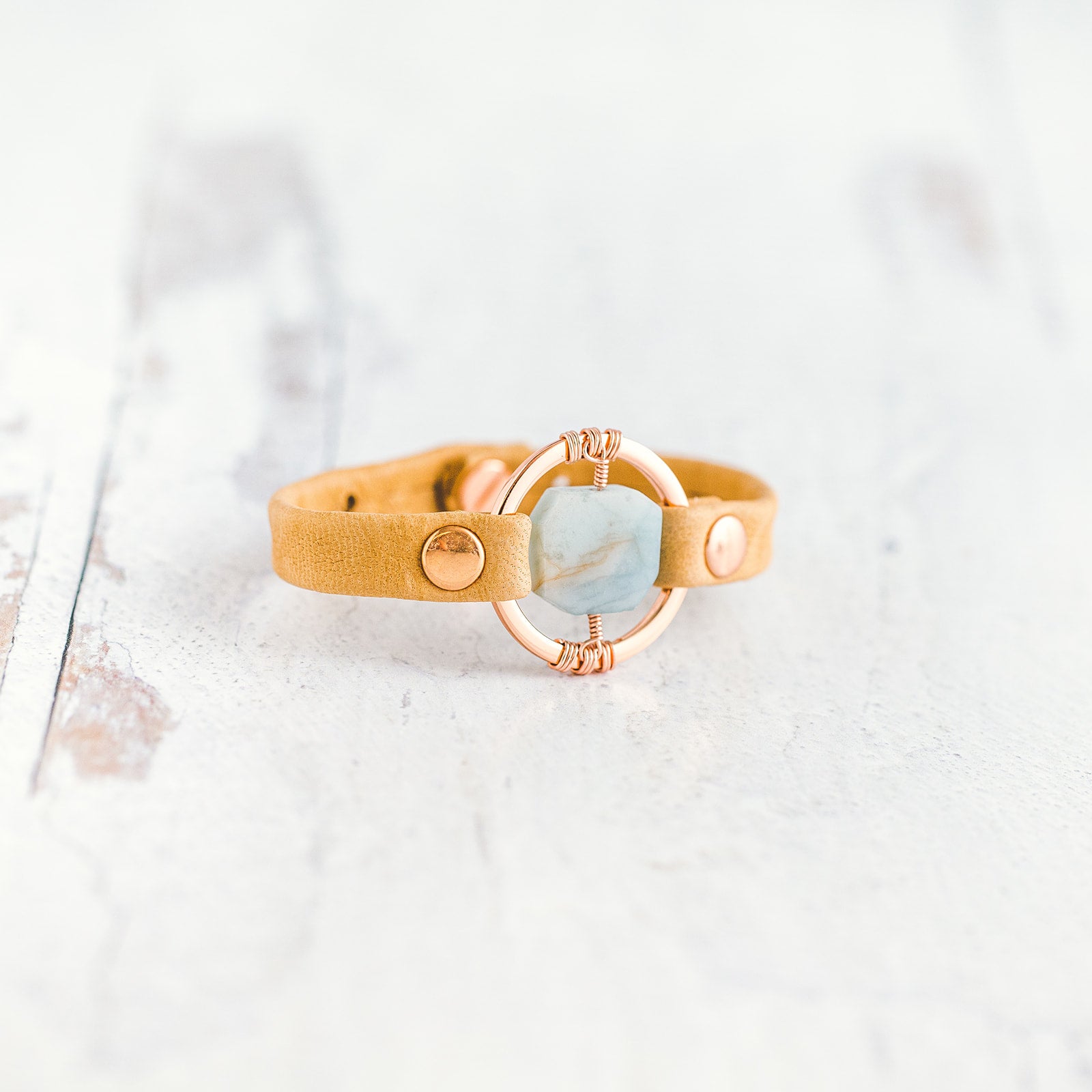 Be the Light Bracelet - Rose Gold - Aquamarine