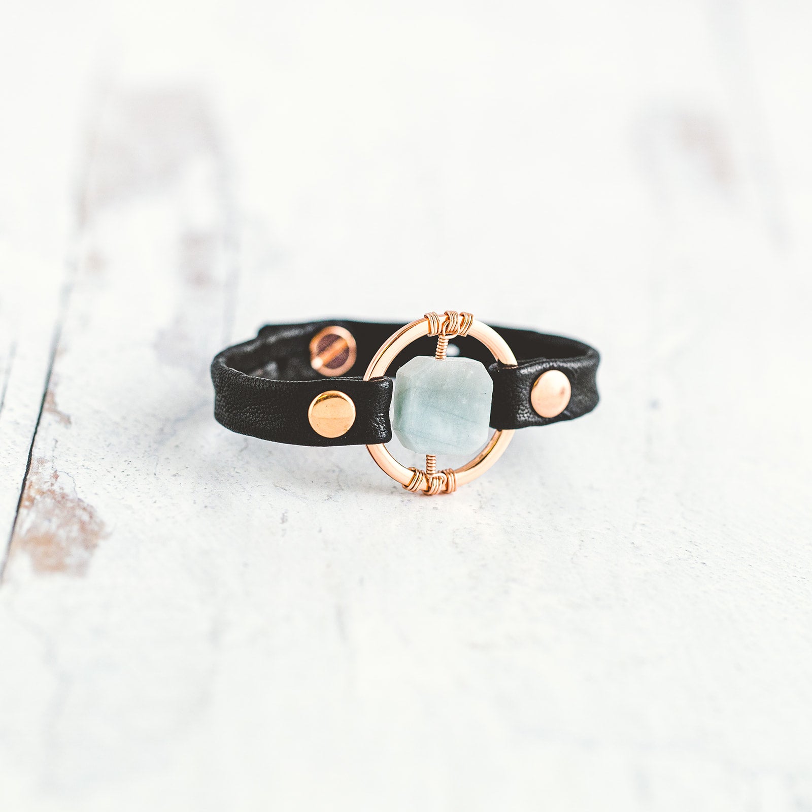 Be the Light Bracelet - Rose Gold - Aquamarine