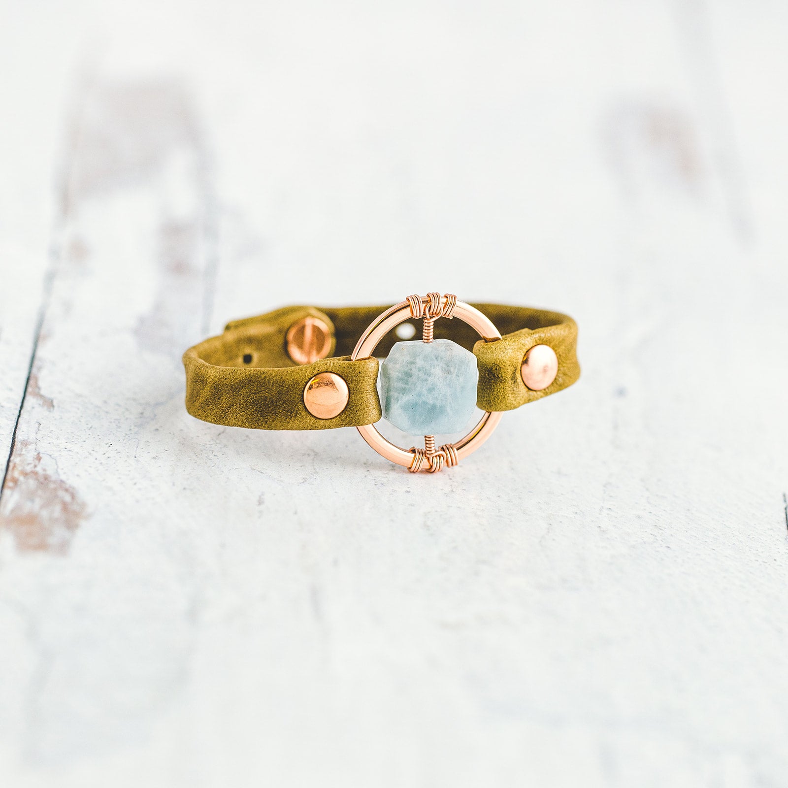 Be the Light Bracelet - Rose Gold - Aquamarine