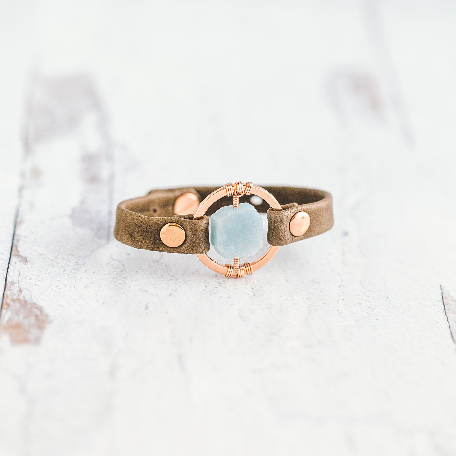 Be the Light Bracelet - Rose Gold - Aquamarine