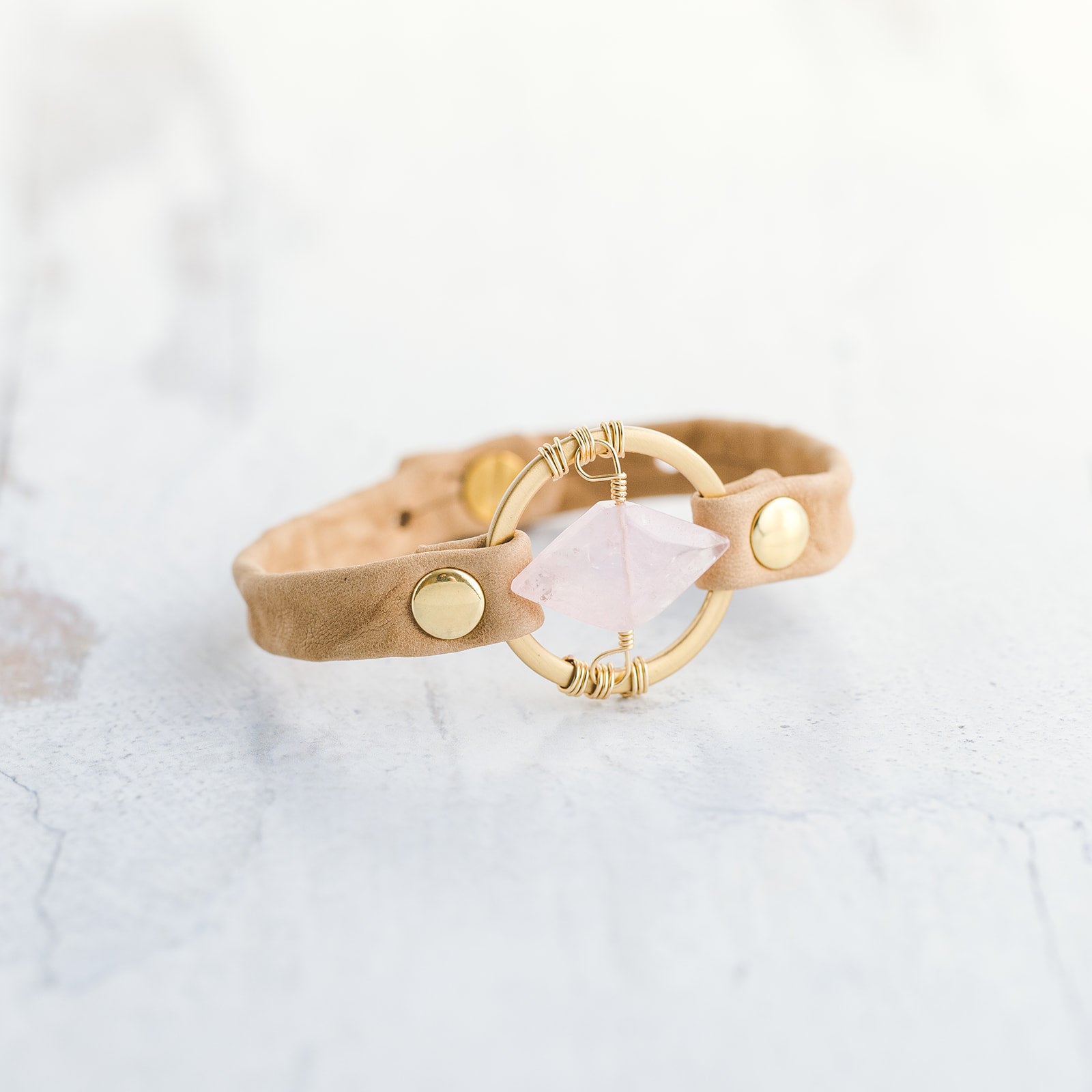 Be The Light Bracelet - Brushed Gold - Rose Quartz