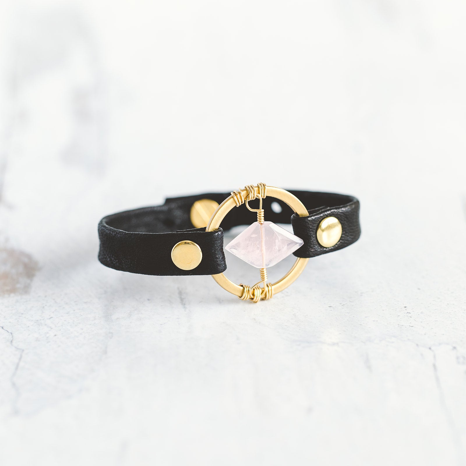 Be The Light Bracelet - Brushed Gold - Rose Quartz