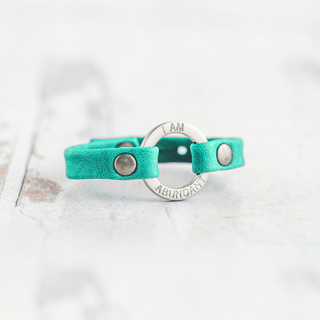 Mantra “ I AM ABUNDANT” Bracelet - Brushed Silver