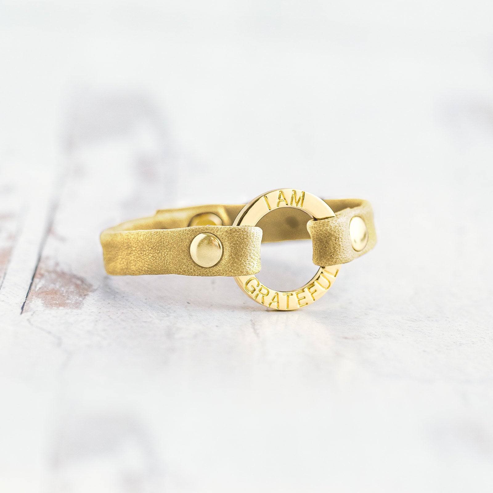 Mantra “ I AM GRATEFUL” Bracelet - Gold