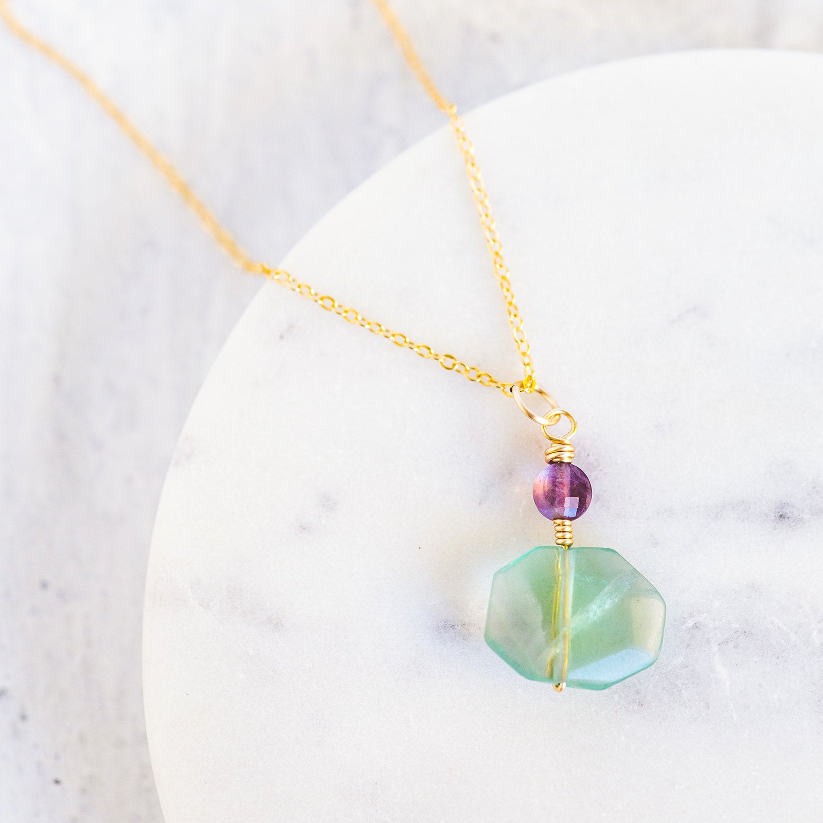 Wire Wrapped Necklace - Fluorite and Fluorite