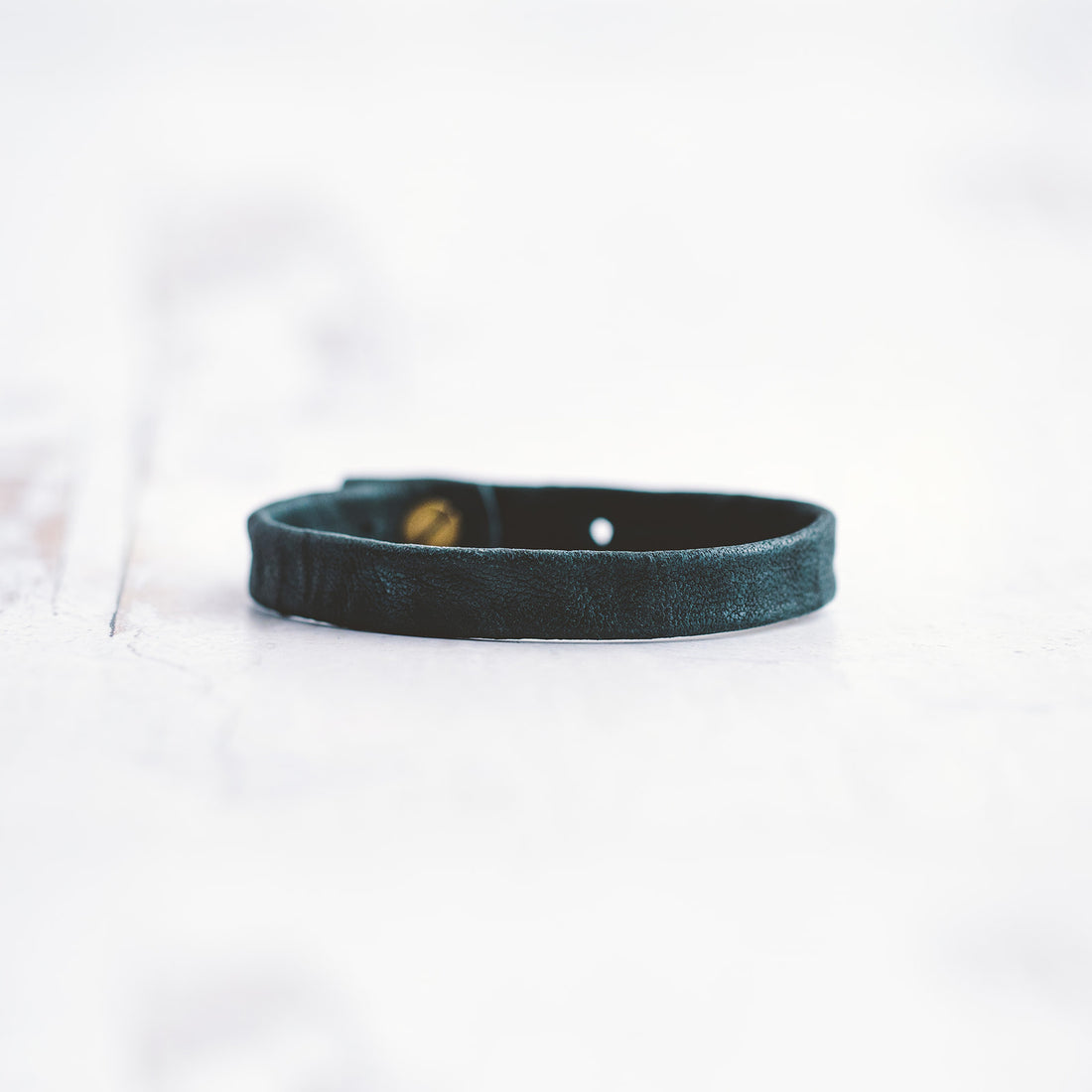 Plain Leather Bracelet Band - Antique Brass