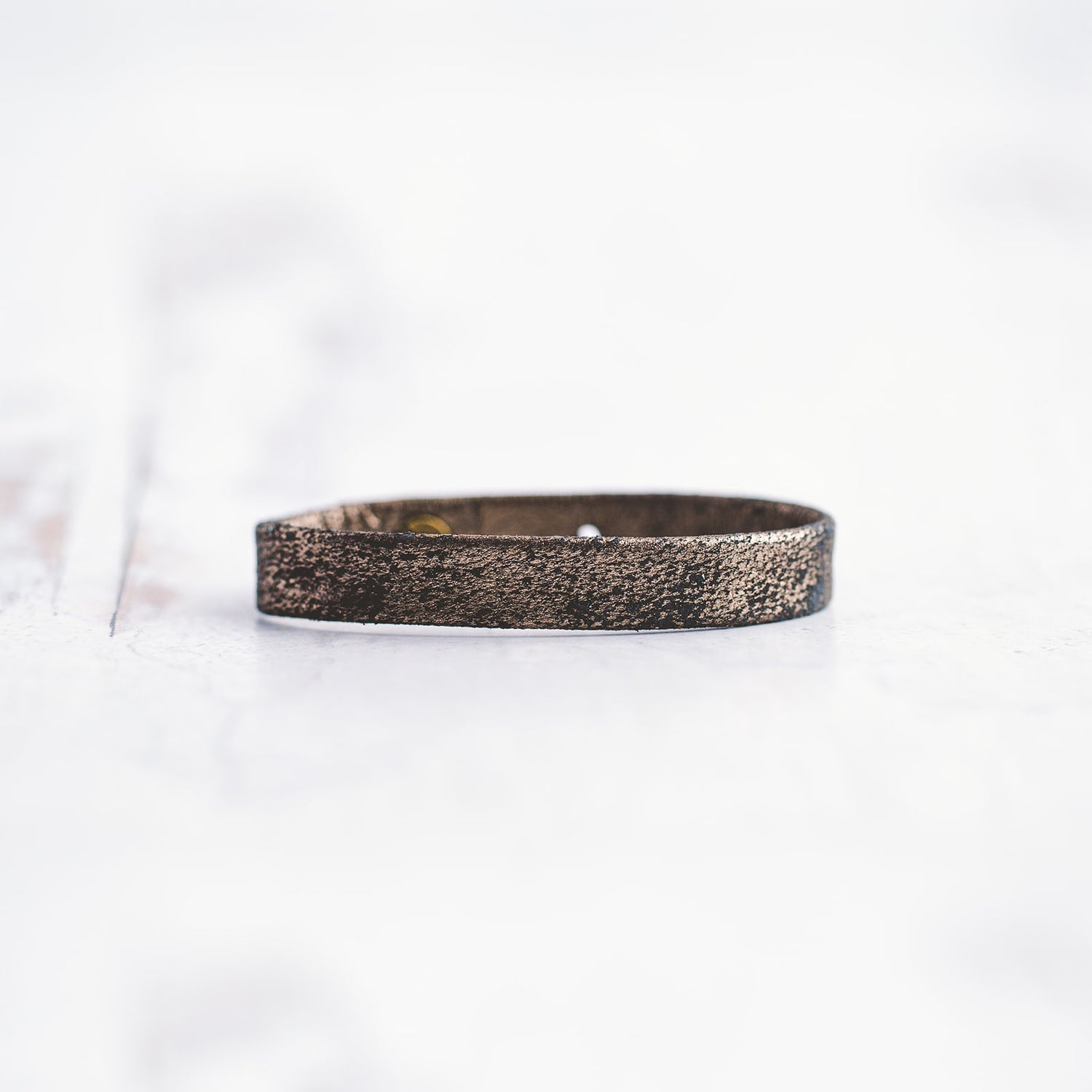 Plain Leather Bracelet Band  - Antique Brass