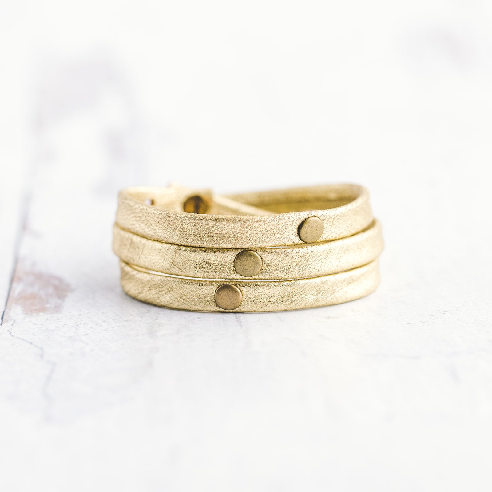 Triple Warrior Wrap Bracelet - Antique Brass
