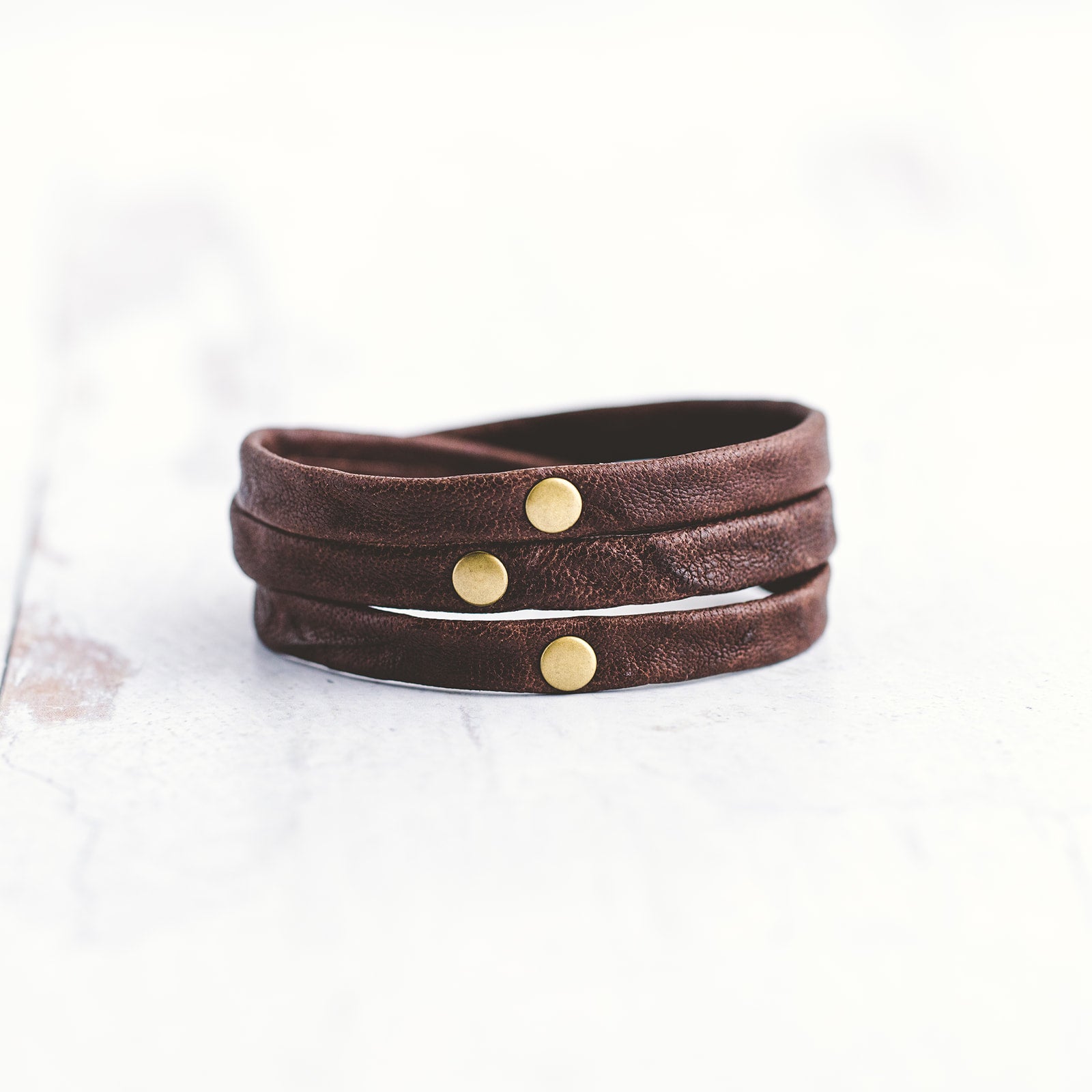 Triple Warrior Wrap Bracelet - Antique Brass