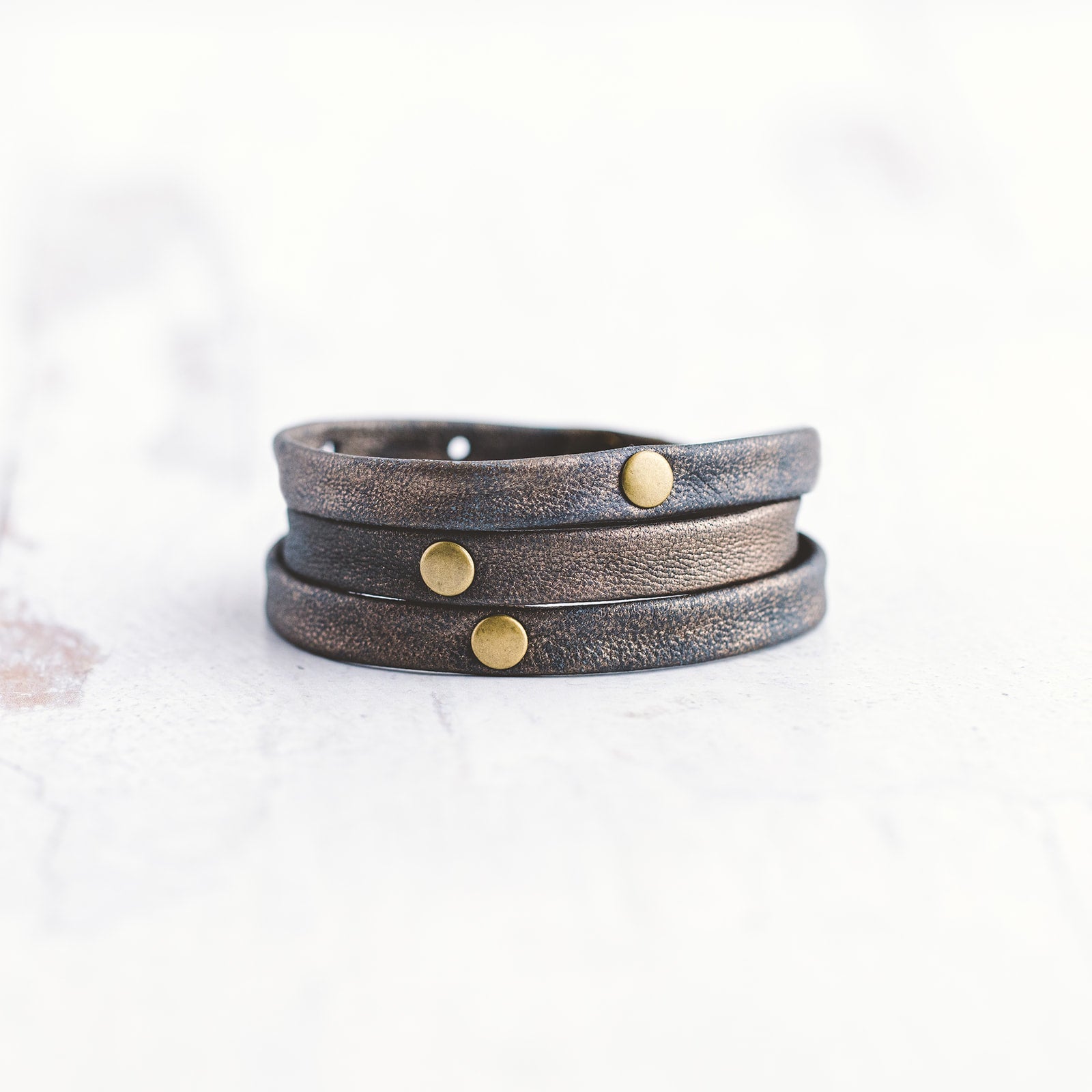 Triple Warrior Wrap Bracelet - Antique Brass