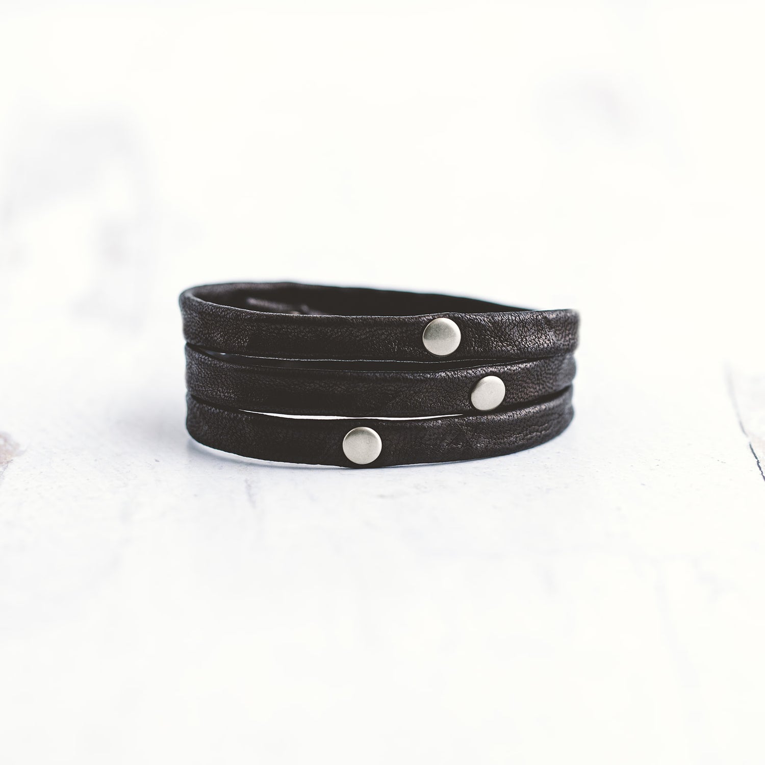 Triple Warrior Wrap Bracelet - Brushed Silver