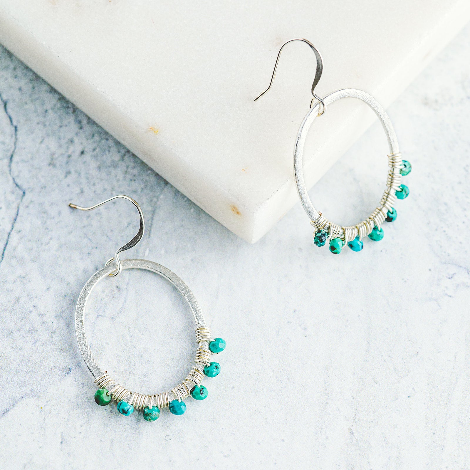 Wire Wrapped Crystal Hoop Earrings - Oval