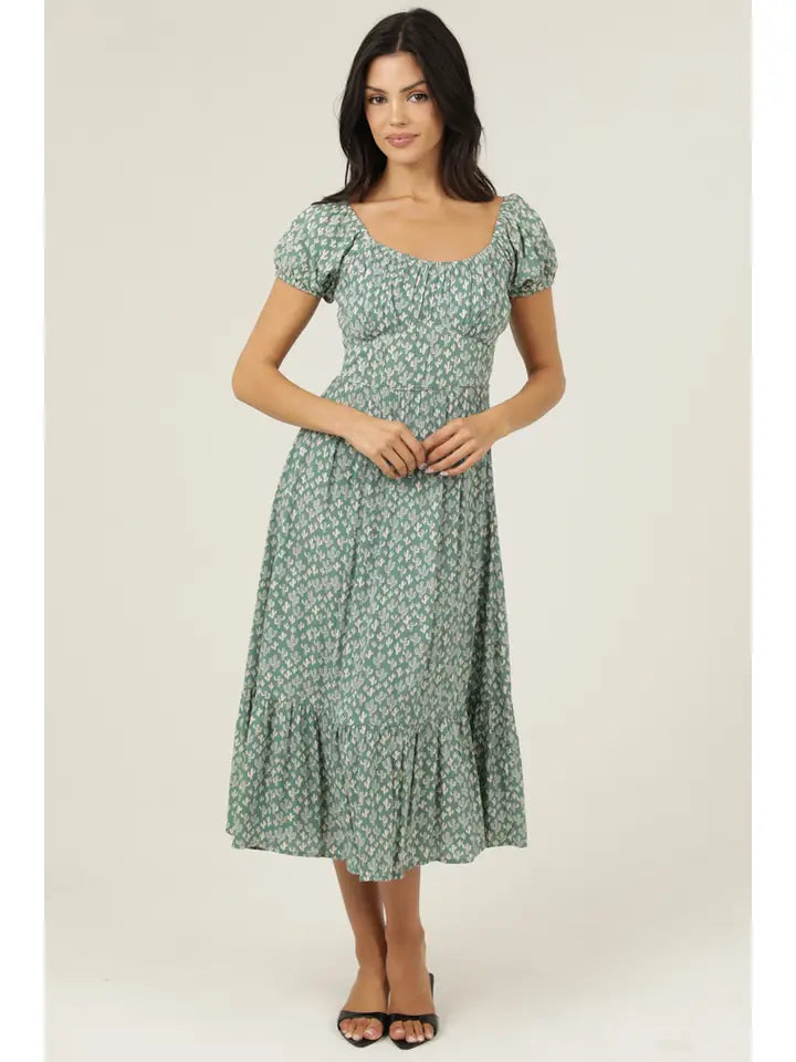 Cactus Short Sleeve Maxi Dress
