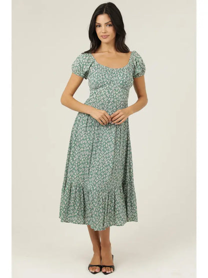 Cactus Short Sleeve Maxi Dress