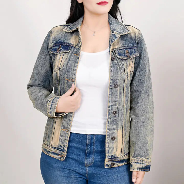 Cactus Tooled Leather Denim Jacket