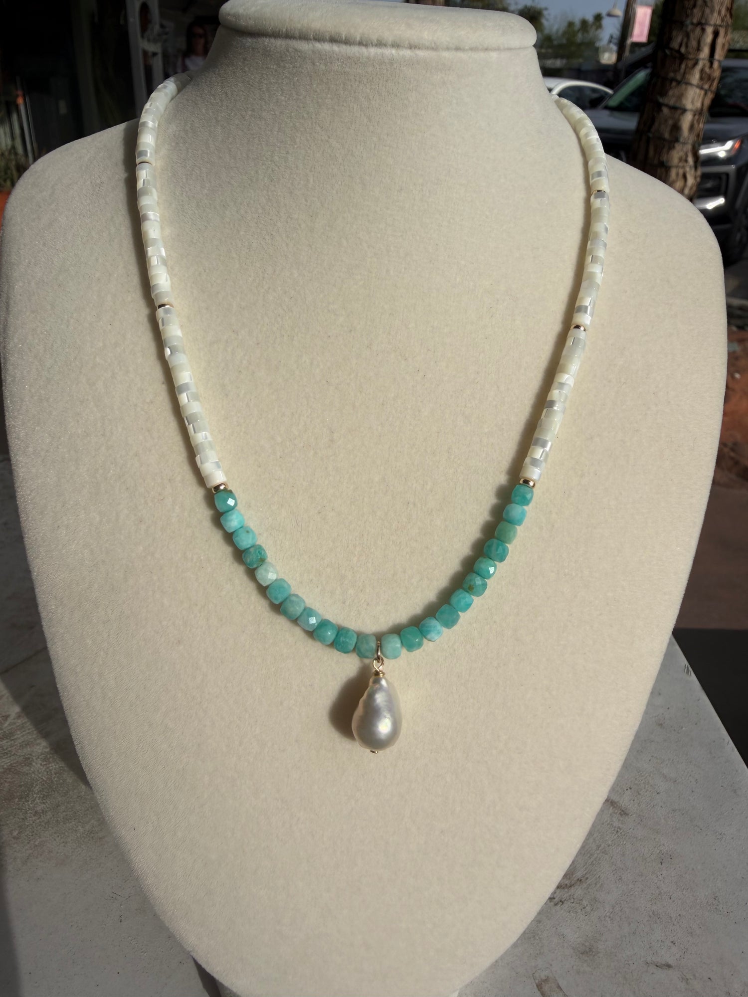 Mother of Pearl Amazonite Necklace