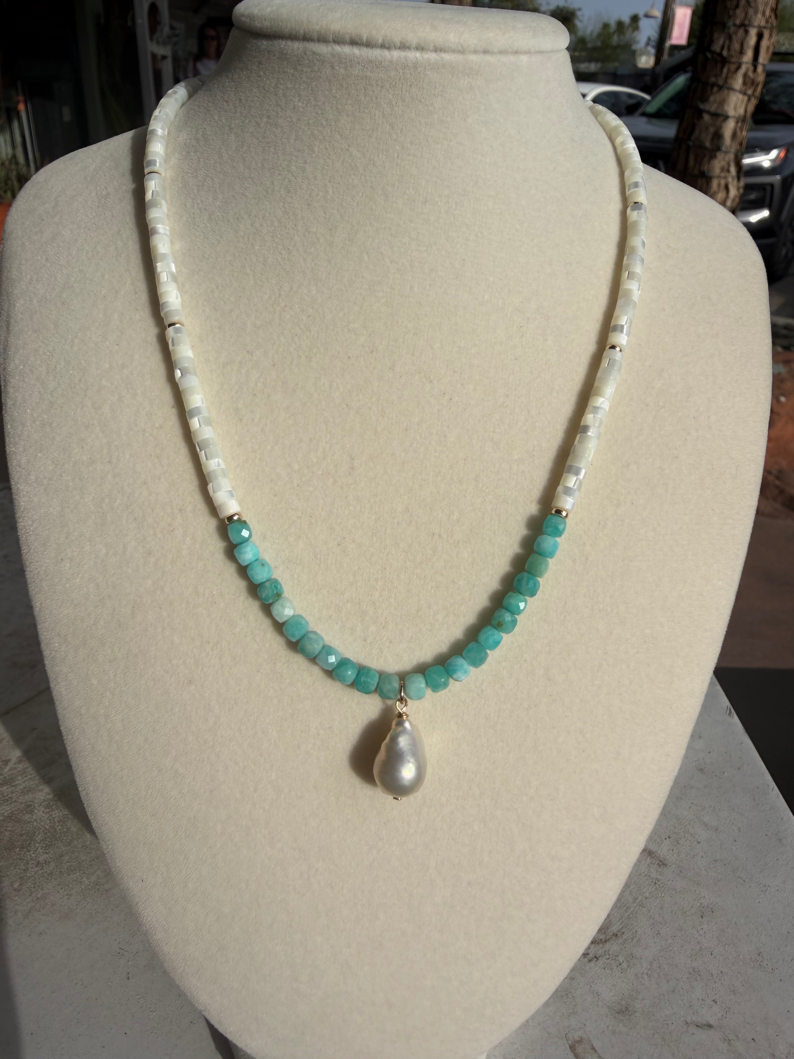 Mother of Pearl Amazonite Necklace