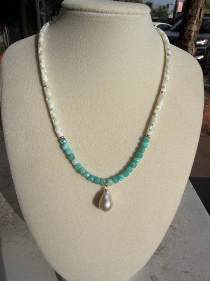 Mother of Pearl Amazonite Necklace
