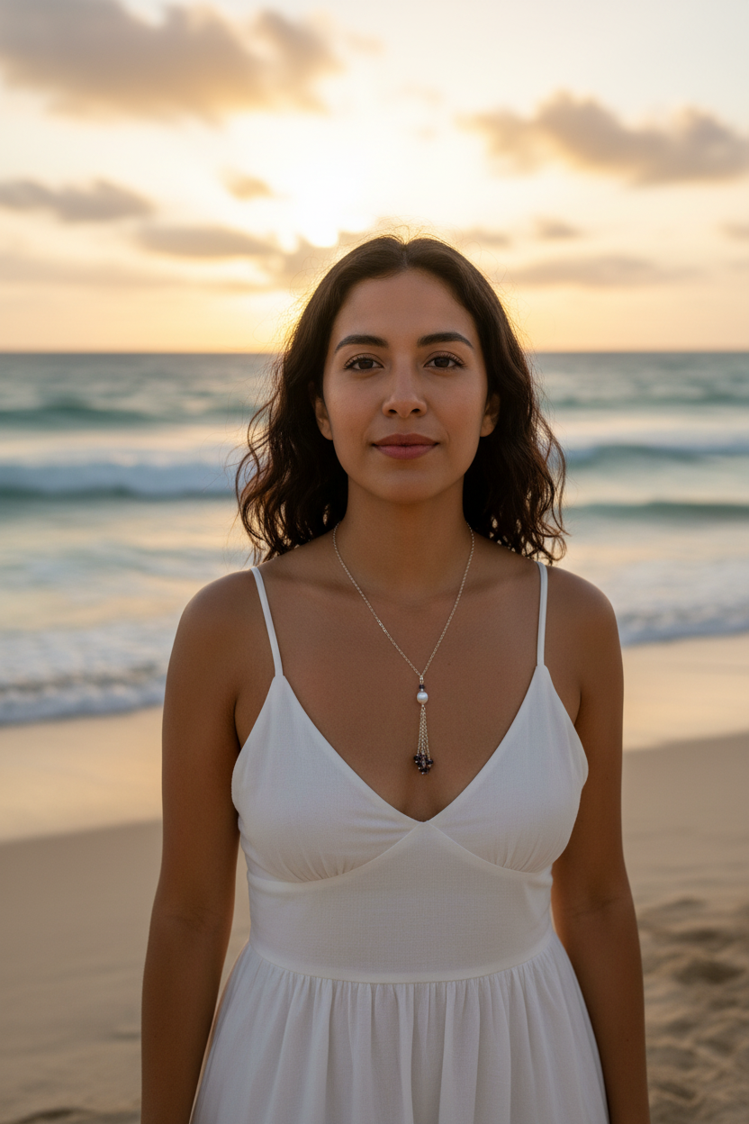 Jellyfish Necklace - Pearl &amp; Iolite