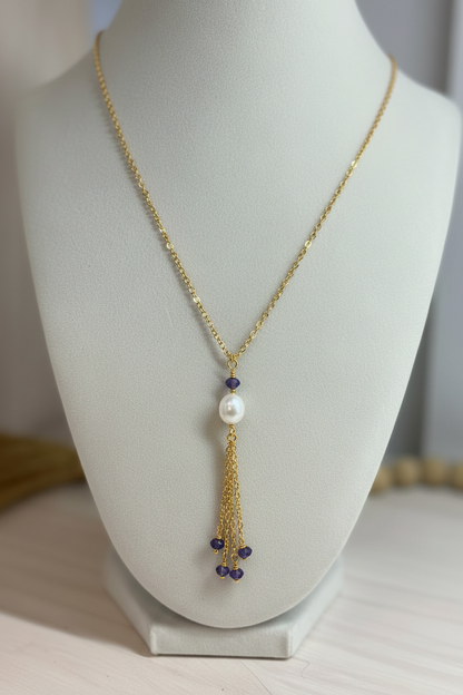 Jellyfish Necklace - Pearl &amp; Iolite