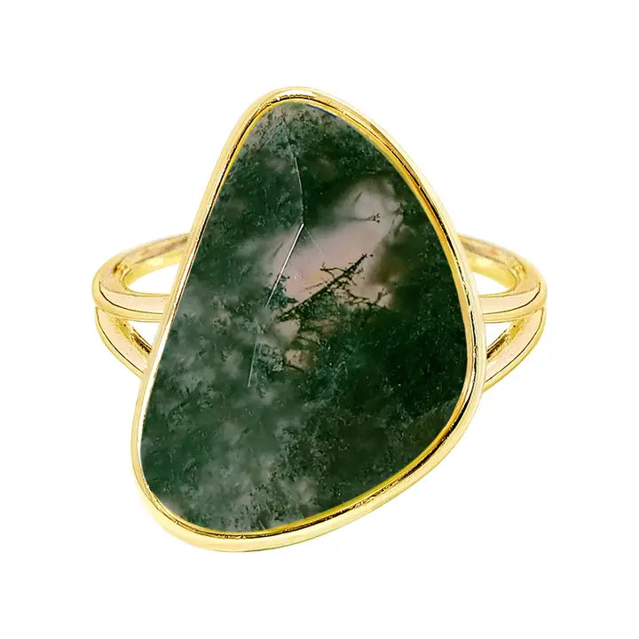 Moss Agate Statement Ring