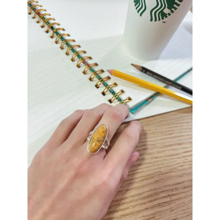 Crazy Lace Agate Oval Cabochon Ring