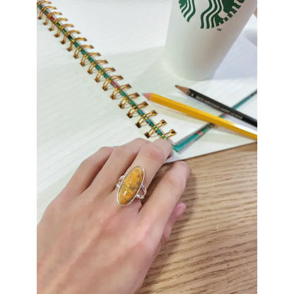 Crazy Lace Agate Oval Cabochon Ring