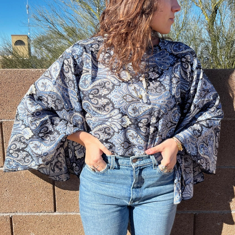 Silk Flutter Sleeve Tie Top