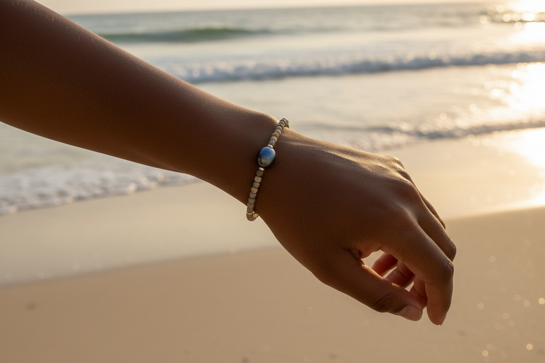 Crystal Bracelet - Tahitian Pearl &amp; Rainbow Agate
