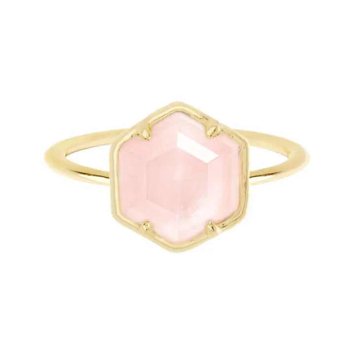 Rose Quartz Hexagon Ring