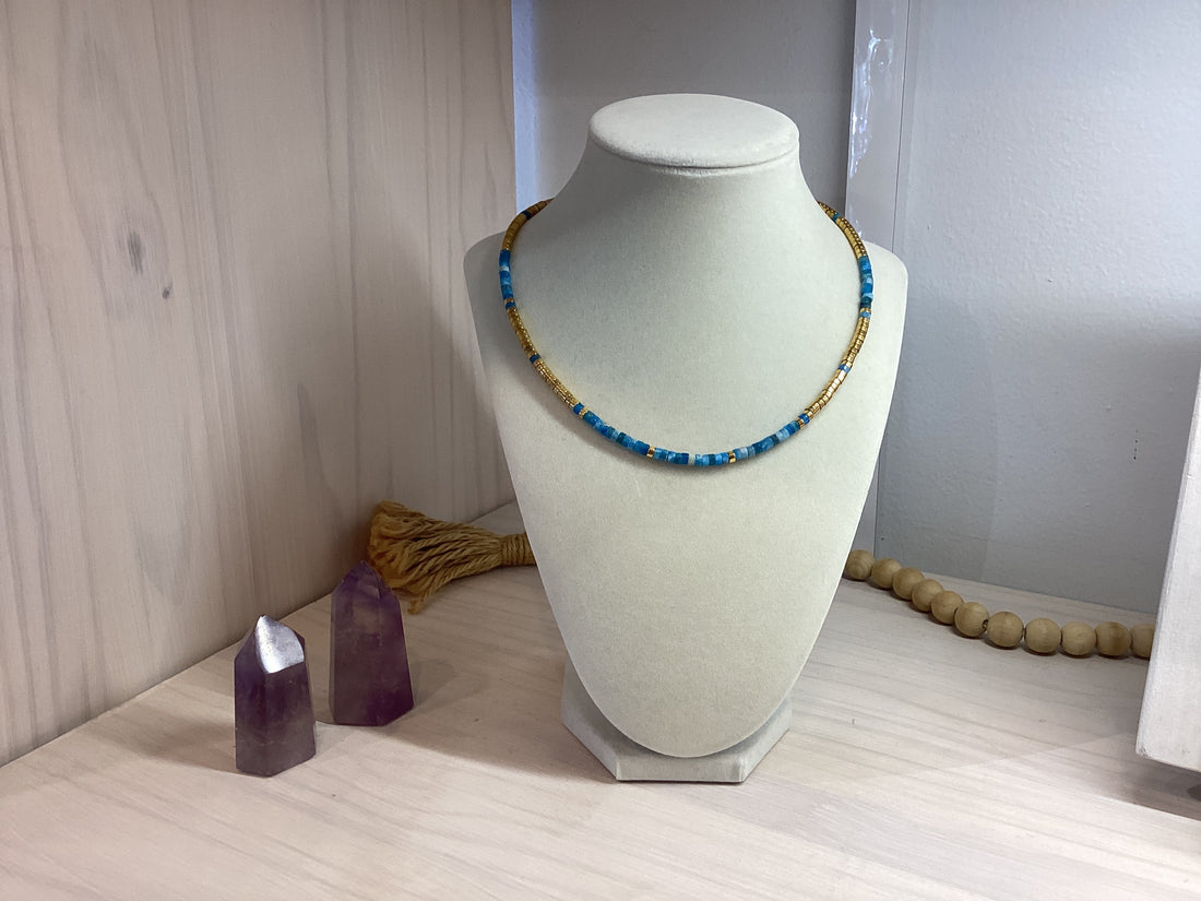 Beaded Crystal Necklace - Apatite