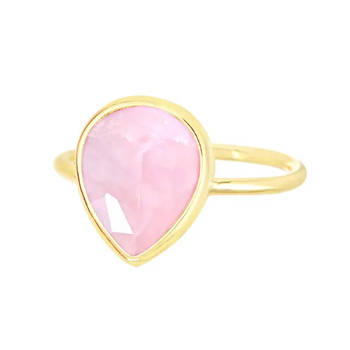 Rose Quartz Teardrop Ring